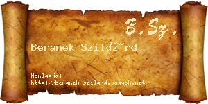 Beranek Szilárd névjegykártya